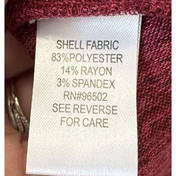 Krazy Kat Womens Red Knit Long Sleeve Top With Ribbed Collar L Asymmetrical Hem - Picture 6 of 6